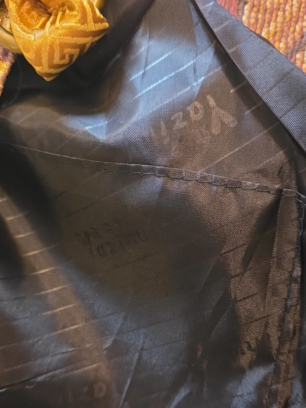 Vintage Yazinu Floral Metallic Brocade Silk Obi Style Asian Motif Shoulder Bag
